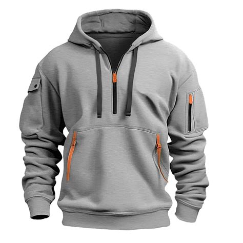 BADHUB Mens 1/4 Zip Up Hoodies Pullover Casual Cargo Sweatshirts ...