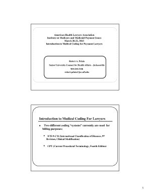 Fillable Online healthlawyers Introduction to Medical Coding For ...