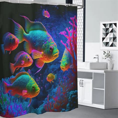 Neon Tropical Fish Shower Curtain - Etsy