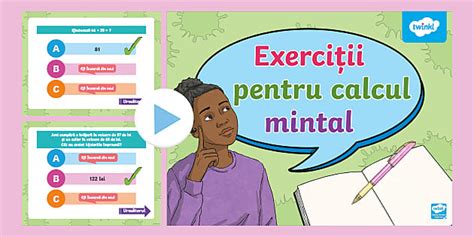 Clasa a III-a Exerciții pentru calcul mintal PowerPoint