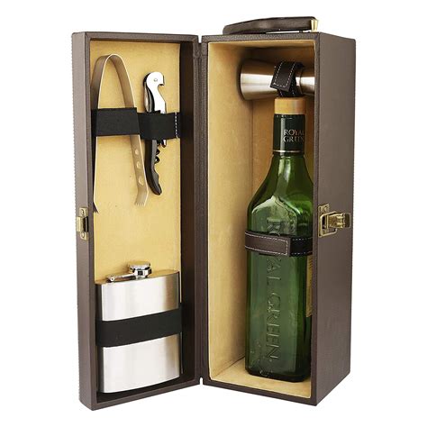 Rudra Exports Travel Bar Set |Portable Leatherette Bar Set | Wine Case