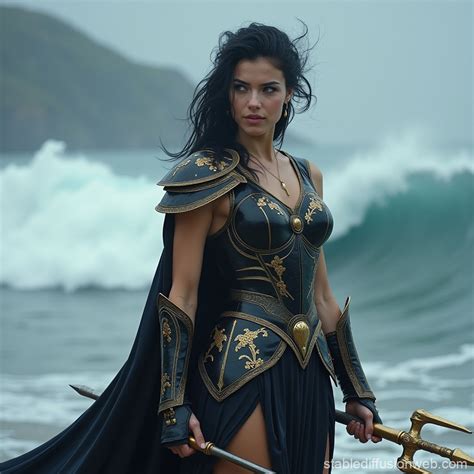 Sigma Female Goddess in Stormy Sea | Stable Diffusion Online