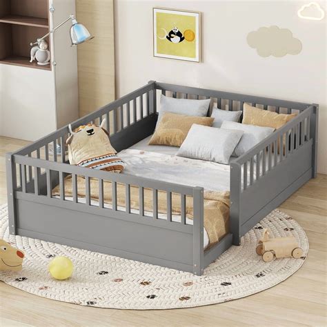 Bellemave Full Size Floor Bed, Full Montessori Bed Frame with High ...
