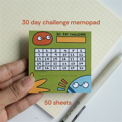 30 Day Challenge Memopad – Rum and Raisin Studio
