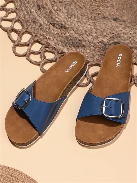 Shop Rocia By Regal Ash Blue Women Casual Flat Sliders Online