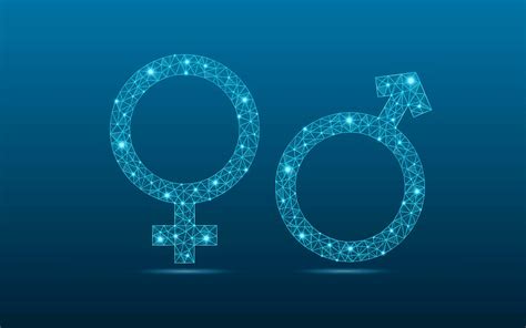 Low poly sexual male and female icon vector with futuristic concept. Gender Equality symbolic ...