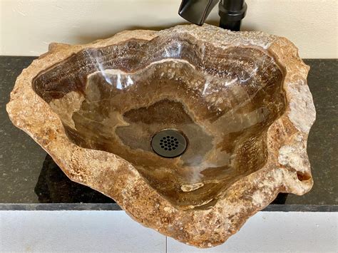 Natural Stone Sink - Onyx Sink - Rustic Travertine Marble - Hand Carved ...