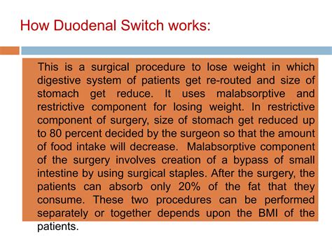 Duodenal switch surgery | PPTX | Surgery | Medical Health