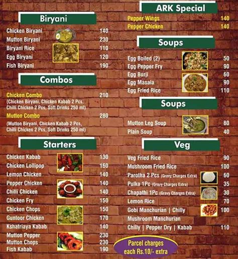 Menu at ARK Donne Biryani, Bengaluru