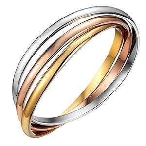 Buy Oidea Womens Stainless Steel Tri-Colour Interlocking Bangle ...