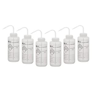EISCO 6PK Wash Bottles for Distilled Water, 1000mL - Labeled with ...
