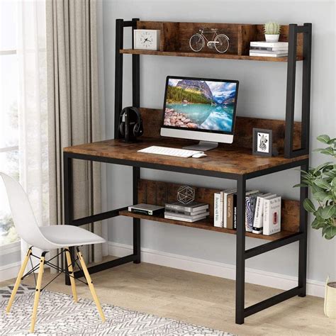 Buy TribeSigns Computer Desk, Home Office Desk Study Desk with Hutch ...