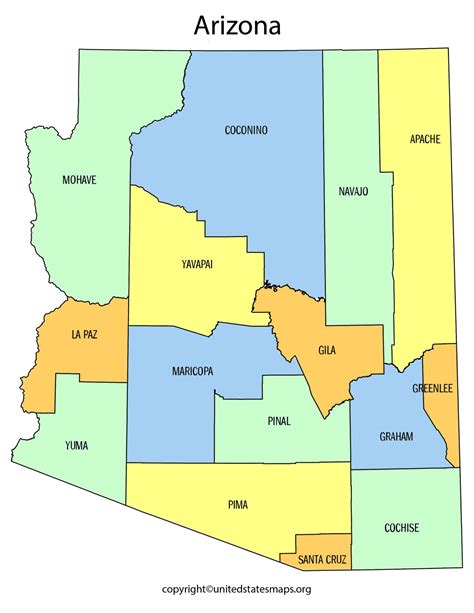 Arizona County Map | County Map of Arizona with Cities