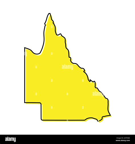 Simple outline map of Queensland is a state of Australia. Stylized minimal line design Stock ...
