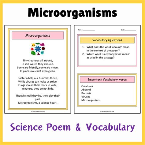 Microorganisms | Science Poem Reading Comprehension Activity ...