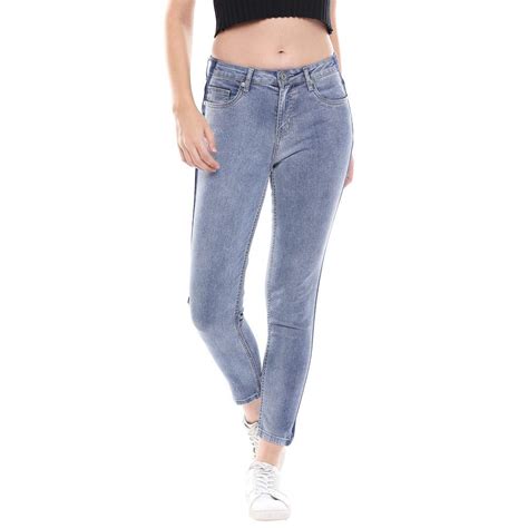 Buy Life by Shoppers Stop Womens Denim Slim Fit Ankle Length 5 Pocket ...