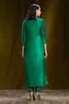 Buy Green Mulberry Silk Lining Cotton V Neck Kurta And Pant Set For ...