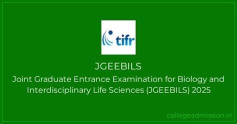 JGEEBILS 2025: Joint Graduate Entrance Examination for Biology and ...