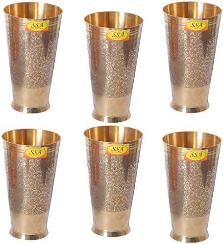 Buy SHIV SHAKTI ARTS Handmade Pure Brass Glass Cup Tumbler Embossed ...