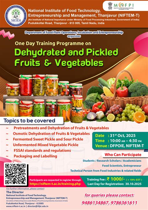 One Day Training Programme on Dehydrated and pickled fruits and vegetables