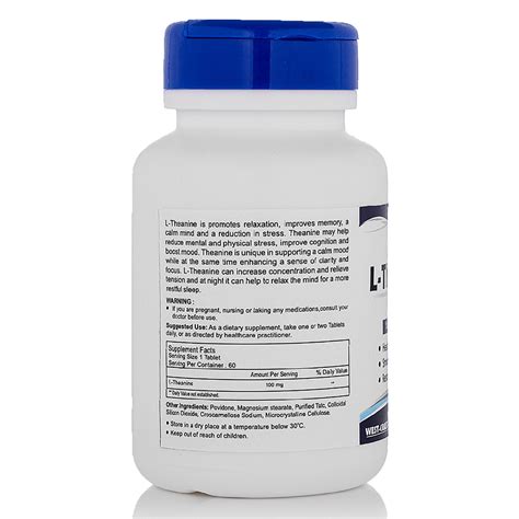 Healthvit L-Theanine 100 mg, 60 Tablets Price, Uses, Side Effects ...