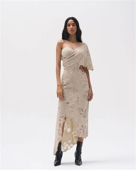 Dot Foliage drape dress