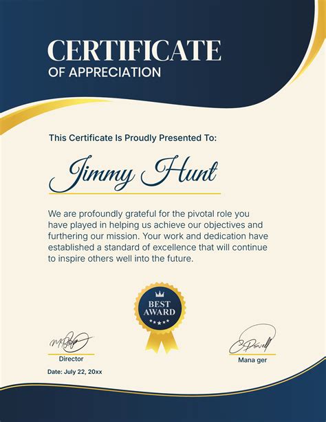 Distinguished Service Award Template (Portrait) - WordLayouts