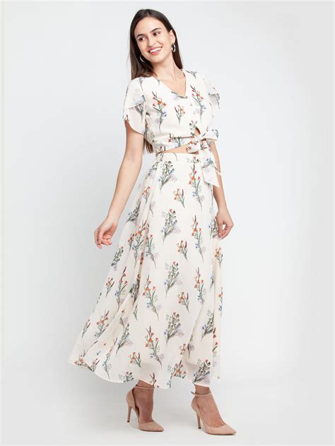 Buy Off White Printed Tie-Up Top For Women Online - Zink London
