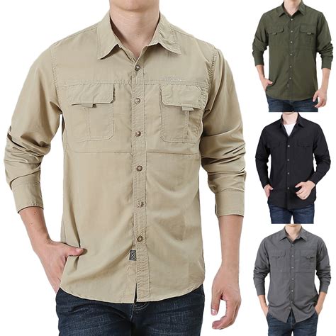 BiZtdJrK Big and Tall Button Down Shirts for Men Long Sleeve Hiking ...