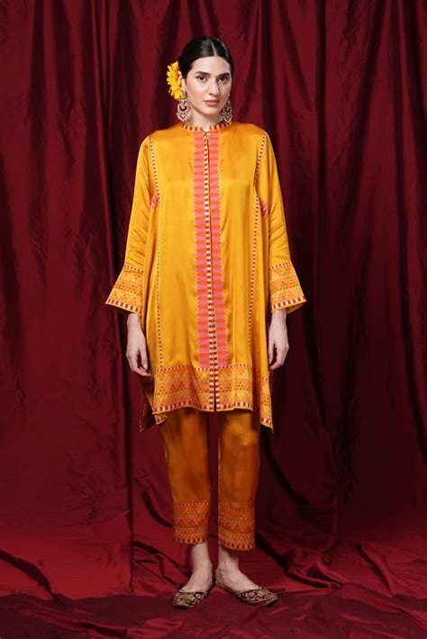 Marigold block-printed tunic jacket – krishnamehtas