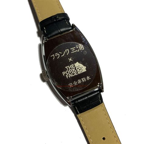 フランク三浦×THE PORK FACE ダブルネーム 腕時計 メンズ 革ベルト ブラック | デカイTシャツ屋さん