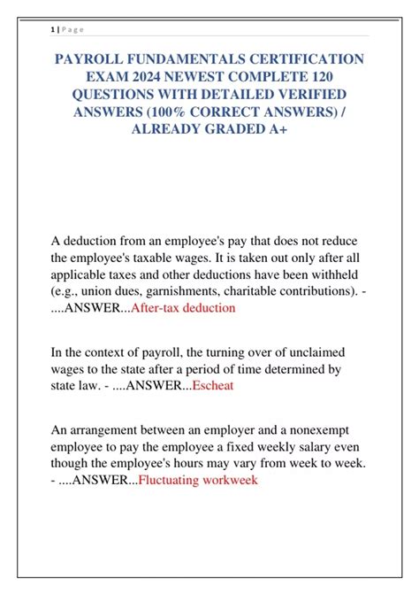 PAYROLL FUNDAMENTALS CERTIFICATION EXAM 2024 NEWEST COMPLETE 120 ...