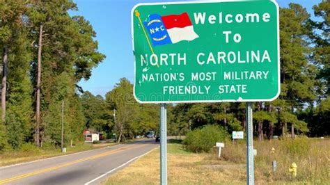 Green Welcome To North Carolina Road Sign Complete with the N.C. State ...