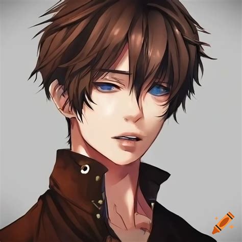 Anime adult with brown hair and blue eyes on Craiyon