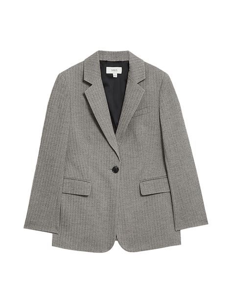 Buy Relaxed Herringbone Single Breasted Blazer at Marks & Spencer