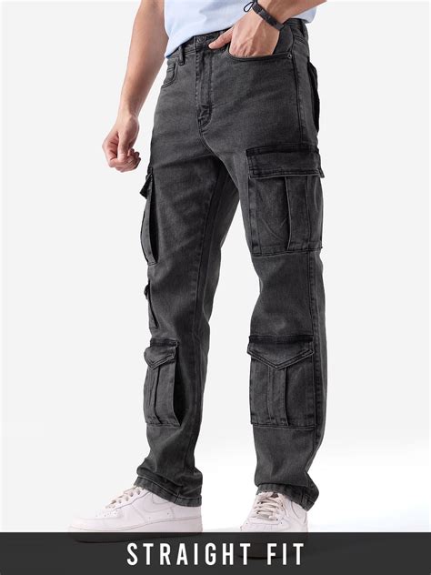Buy Solids: Charcoal (Cargo) Men Cargo Jeans Online