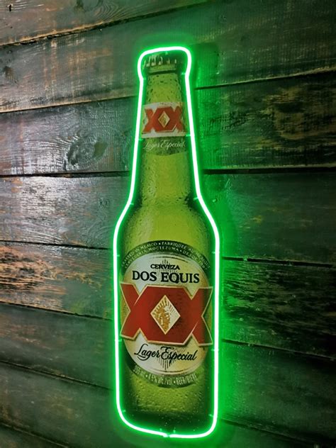 Design Inspired 26 Dos XX Beer Bottle Liquor LED Neon Sign With Green ...