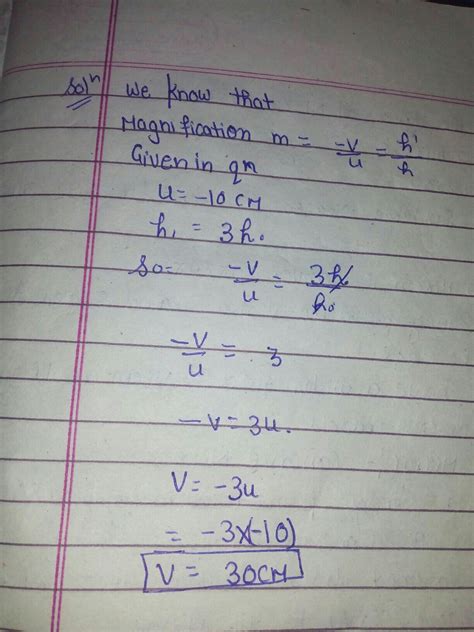 a concave mirror produces three times magnified real image of an object ...