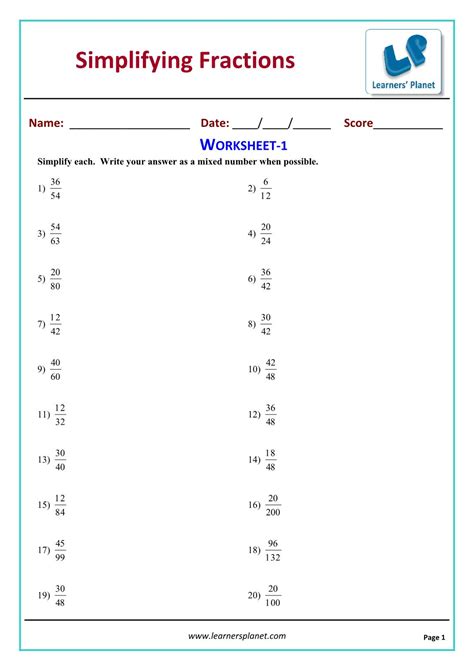 Image result for Simplifying Fractions Worksheet 5th Grade