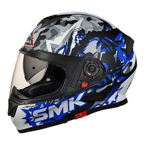 SMK HELMET - Twister Attack Full Face Helmet (MA256/Matt Black, Blue a ...