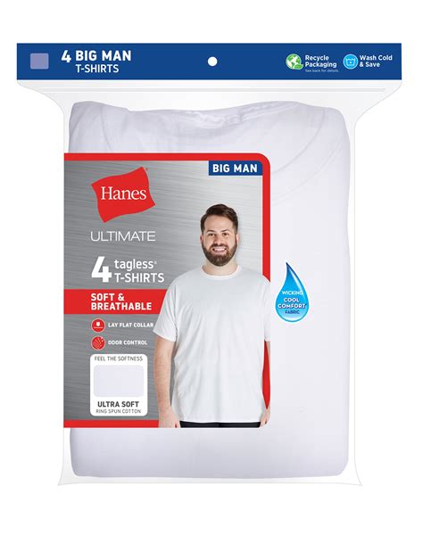 Hanes Big Men Undershirt 4-Pack Big & Tall Crewneck Ultimate ...