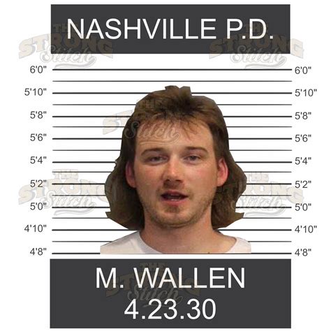Morgan Wallen Mug Shot Long Hair Nashville PD 300dpi PNG Digitial Print ...