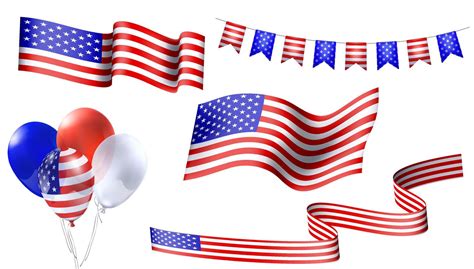 American Flag Decorations Collection 52367270 Vector Art at Vecteezy