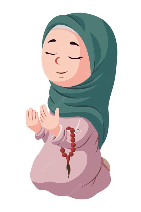 Premium Vector | Cute cartoon vector illustration of a muslim girl ...