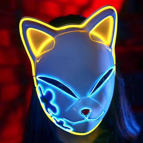 Buy Demon Slayer Fox LED Halloween Japanese Anime Demon Slayer Cosplay ...