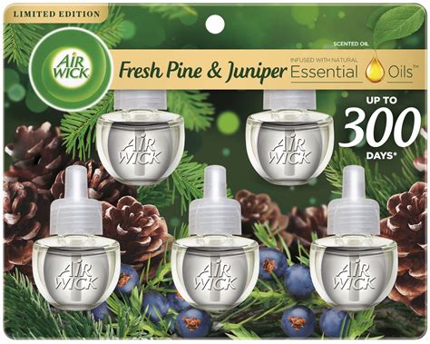 Air Wick Plug in Scented Oil Refill, 5 ct, Fresh Pine and Juniper, Air ...
