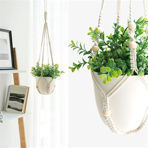 Buy Mkono Fake Hanging Plant with Pot, Hanging Plants Artificial Decor ...