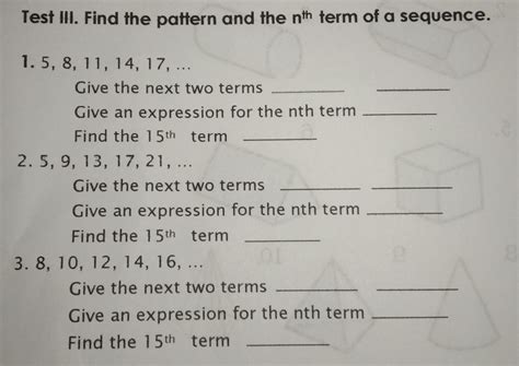 Image result for Finding the Nth Term Algebraic Pattern