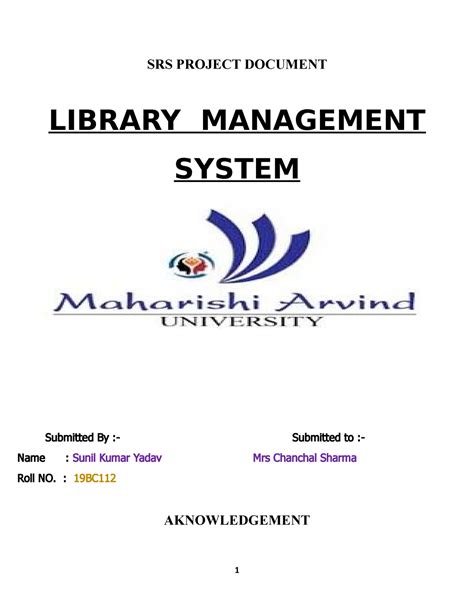 Sunilajay SRS Library Managementsystem - SRS PROJECT DOCUMENT LIBRARY ...