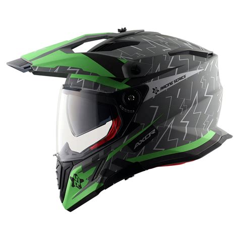 AXOR XCross Dual Visor Flash Dull Cool Grey Green Helmet– Moto Central